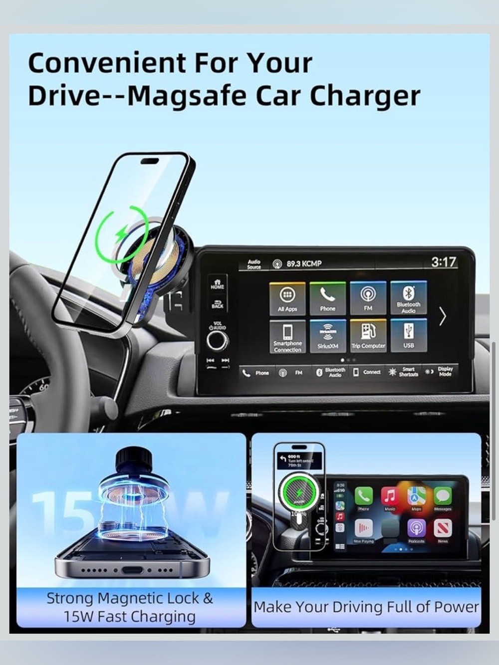 PZK Wireless Charging MagSafe Phone Mount Toyota Highlander 2020-2025 12.3” - Picture 4 of 11
